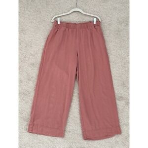 Abercrombie and Fitch Linen-Blend Pull-On Wide Leg Pant In Pink Sz Large